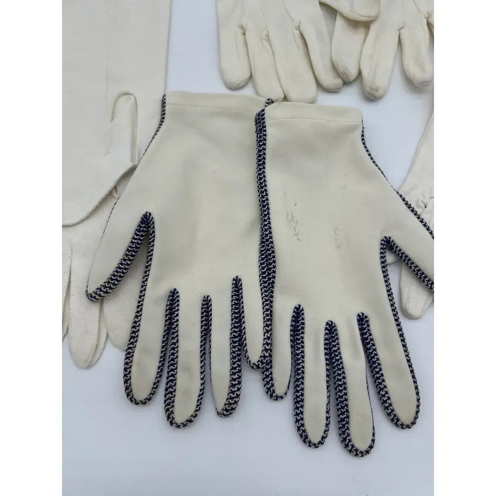 Vintage Cream White Gloves Lot of 4 Pairs Retro Costume Formal As Is